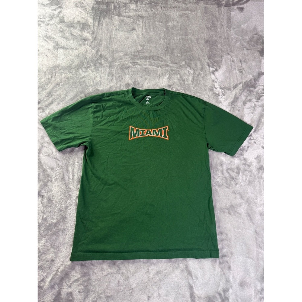 Hollister Blue 84 Miami Hurricanes Graphic T Shirt Mens M Green Boxy Fit Ncaa
